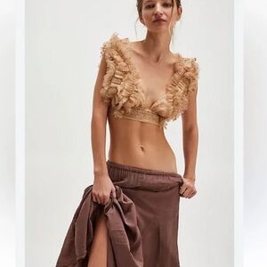 Free People Sosha Party Elegant Tan Ruffled Bralette